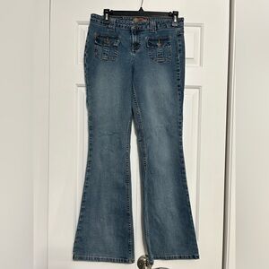 Vintage Y2K LEI Low Rise Bootcut Flare Jeans Button Pocket Detail